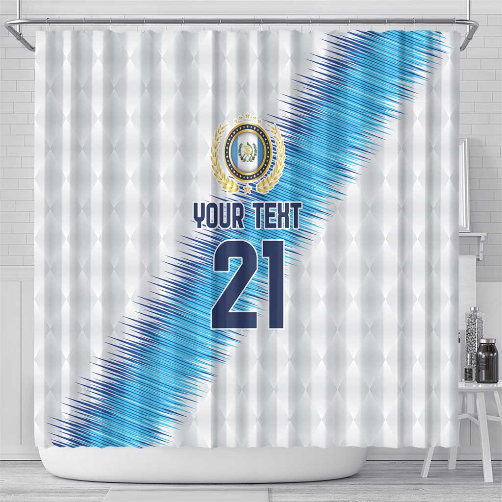 Guatemala Football Custom Shower Curtain Go Los Chapines White Pattern