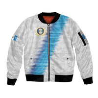 Guatemala Football Custom Sleeve Zip Bomber Jacket Go Los Chapines White Pattern