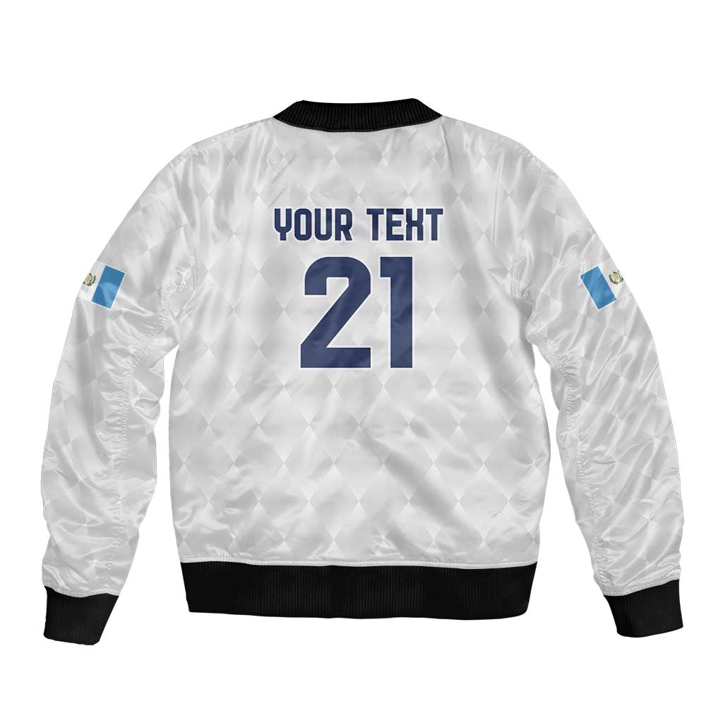 Guatemala Football Custom Sleeve Zip Bomber Jacket Go Los Chapines White Pattern