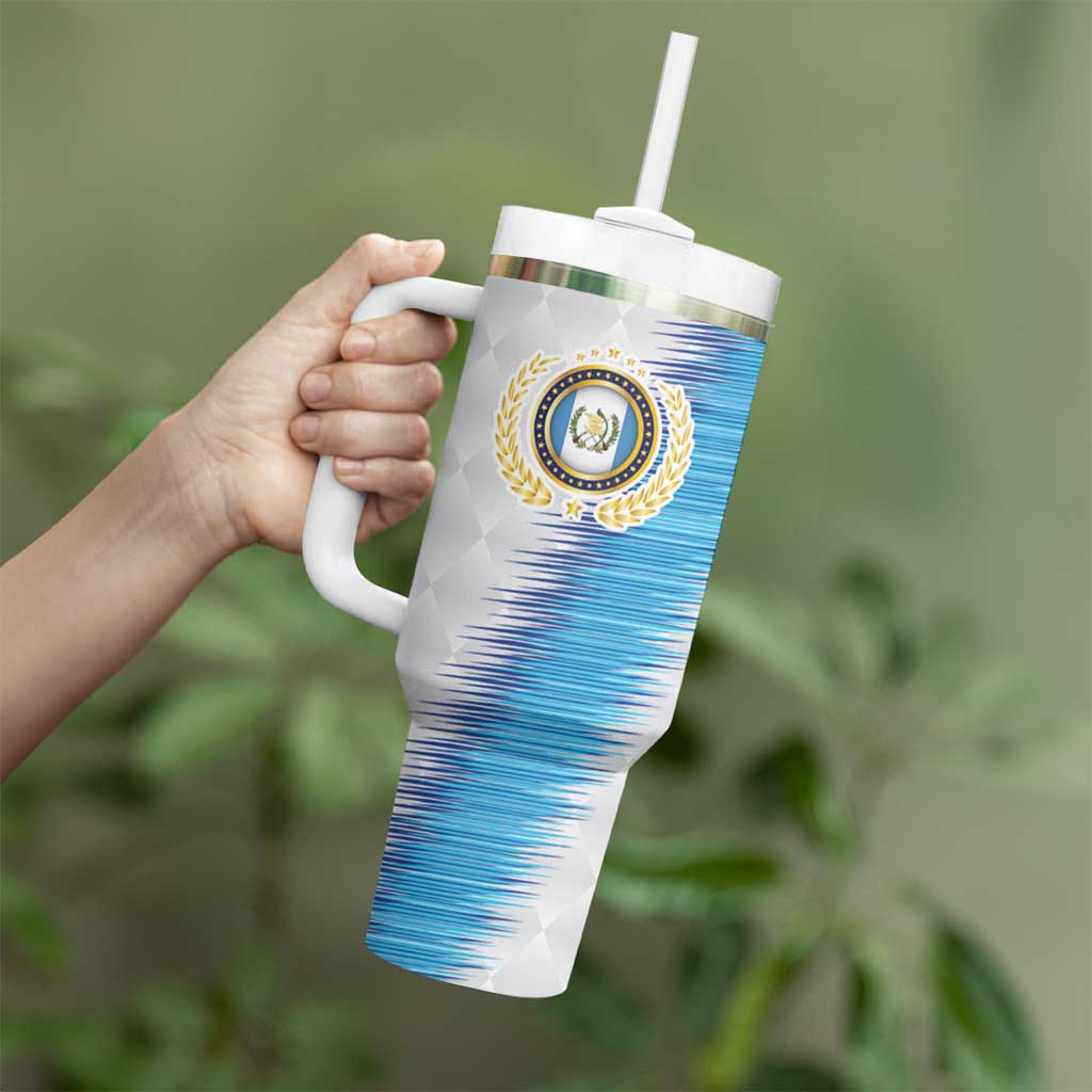Guatemala Football Custom Tumbler With Handle Go Los Chapines White Pattern