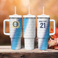 Guatemala Football Custom Tumbler With Handle Go Los Chapines White Pattern