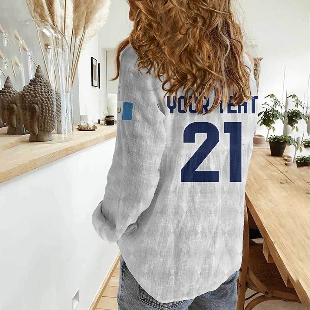 Guatemala Football Custom Women Casual Shirt Go Los Chapines White Pattern