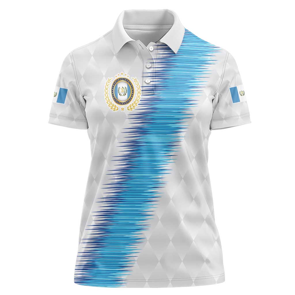 Guatemala Football Custom Women Polo Shirt Go Los Chapines White Pattern