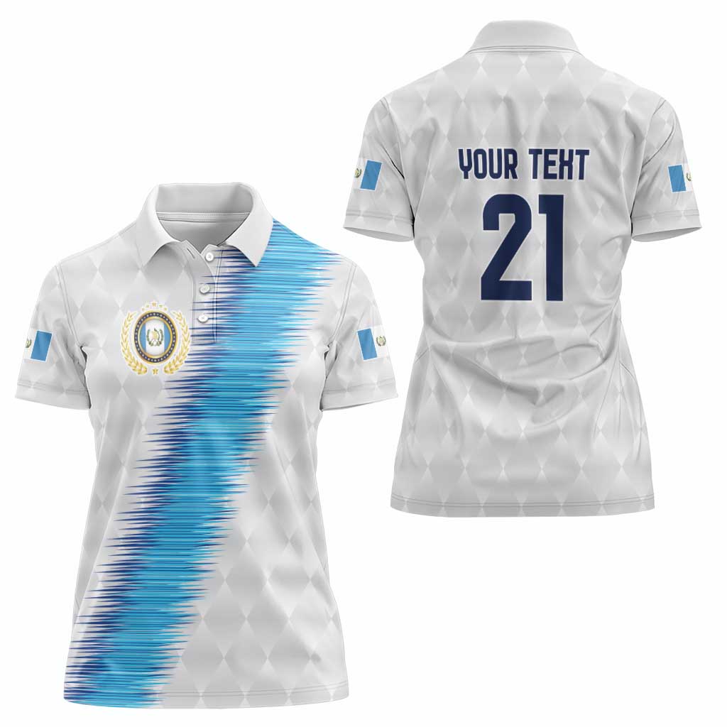 Guatemala Football Custom Women Polo Shirt Go Los Chapines White Pattern