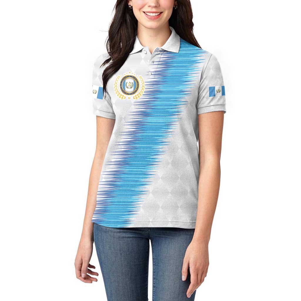 Guatemala Football Custom Women Polo Shirt Go Los Chapines White Pattern