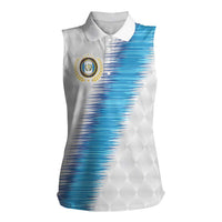 Guatemala Football Custom Women Sleeveless Polo Shirt Go Los Chapines White Pattern