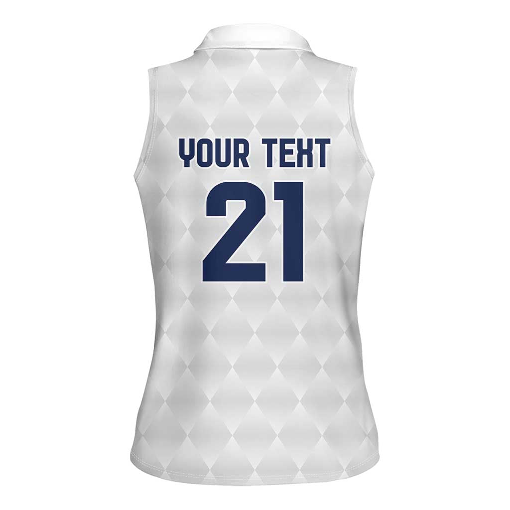 Guatemala Football Custom Women Sleeveless Polo Shirt Go Los Chapines White Pattern