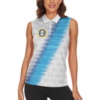Guatemala Football Custom Women Sleeveless Polo Shirt Go Los Chapines White Pattern