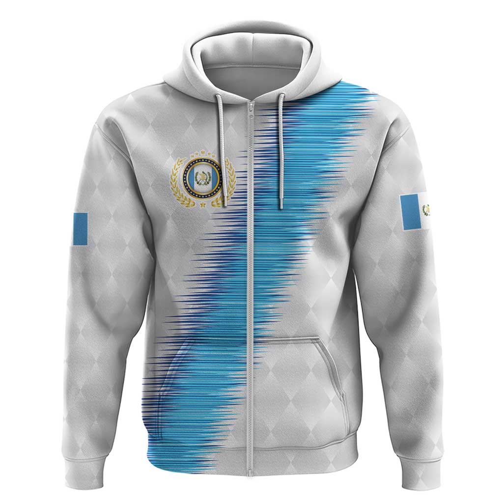 Guatemala Football Custom Zip Hoodie Go Los Chapines White Pattern