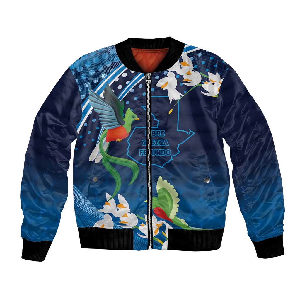 Guatemala Quetzal Bird Bomber Jacket Libre Crezca Fecundo