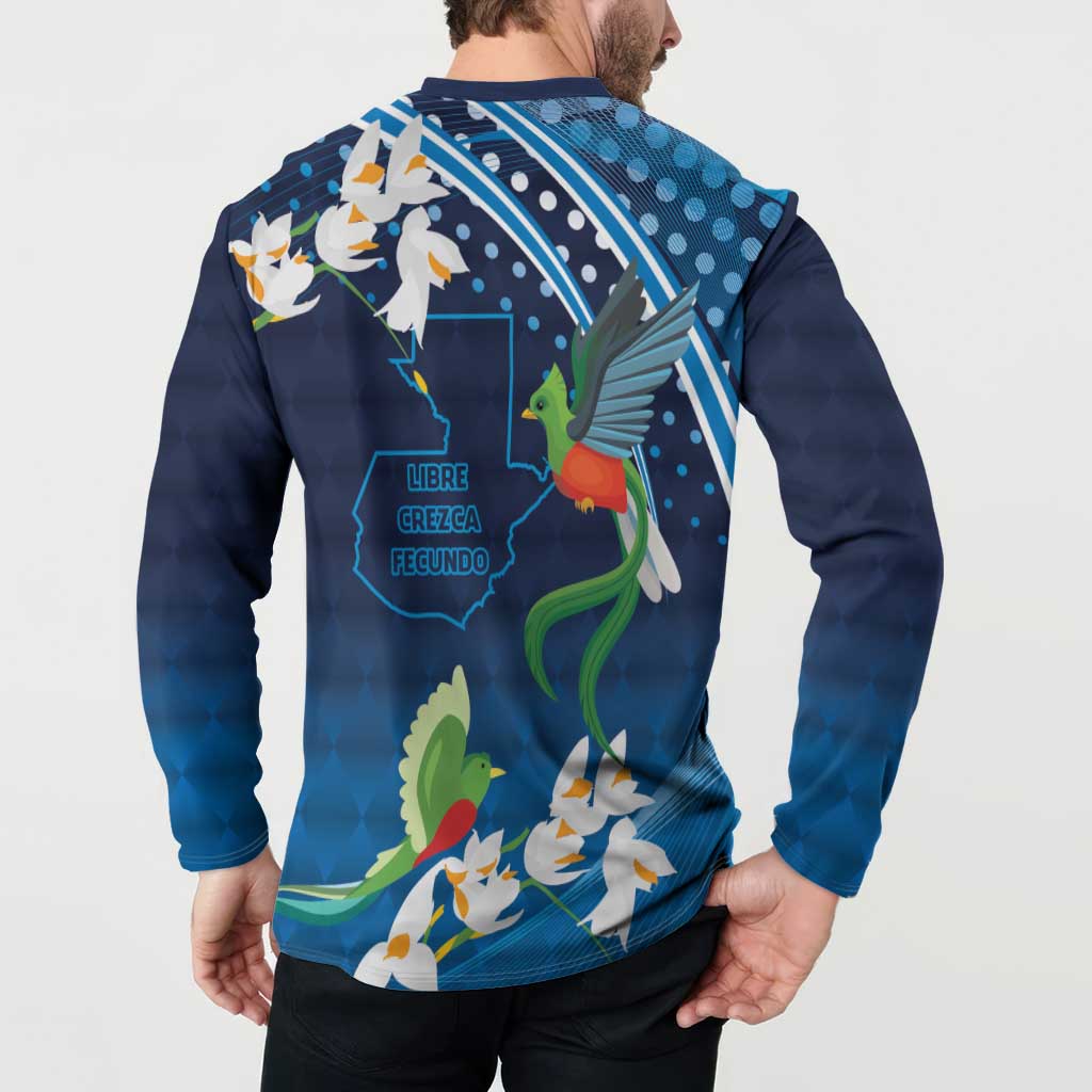 Guatemala Quetzal Bird Button Sweatshirt Libre Crezca Fecundo