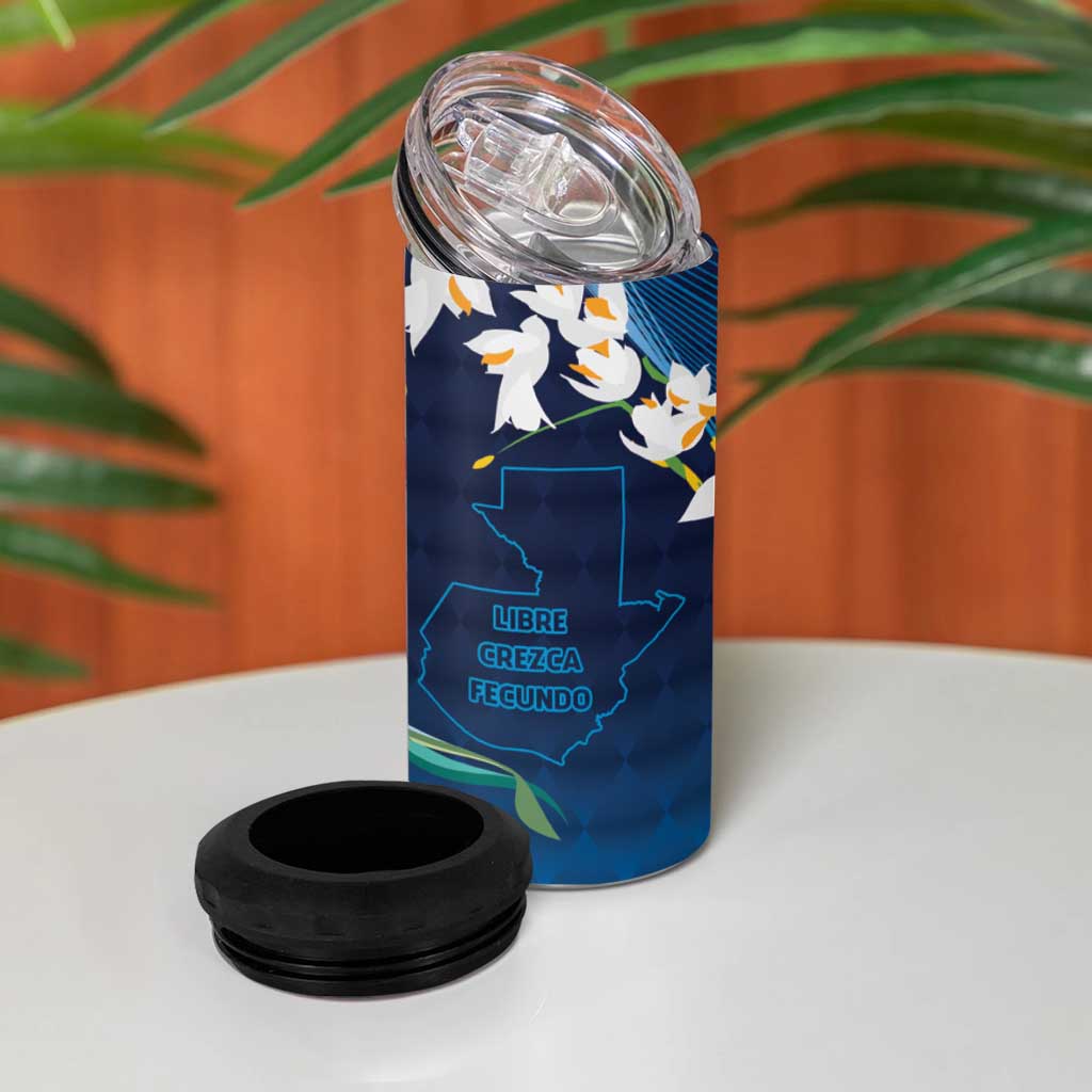 Guatemala Quetzal Bird 4 in 1 Can Cooler Tumbler Libre Crezca Fecundo