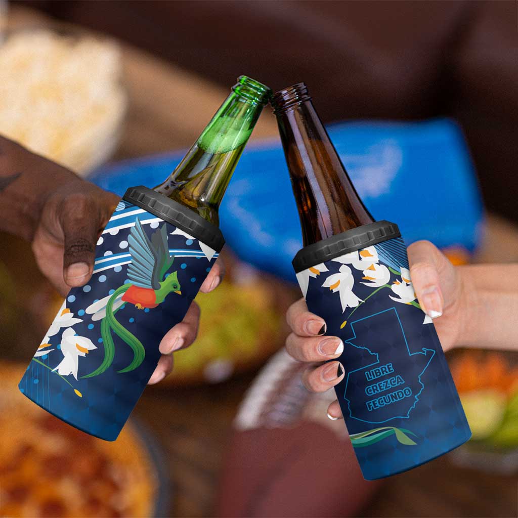 Guatemala Quetzal Bird 4 in 1 Can Cooler Tumbler Libre Crezca Fecundo