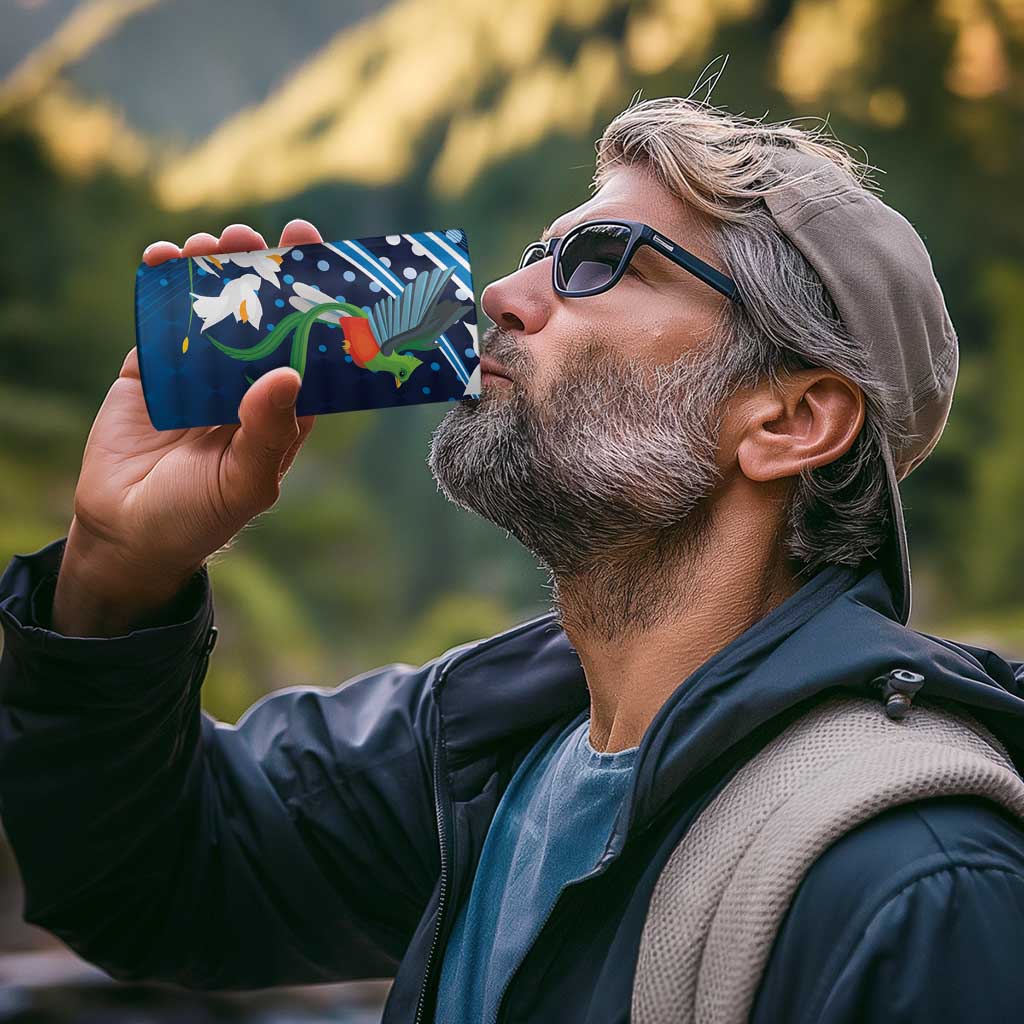 Guatemala Quetzal Bird 4 in 1 Can Cooler Tumbler Libre Crezca Fecundo