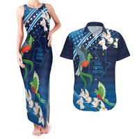Guatemala Quetzal Bird Couples Matching Tank Maxi Dress and Hawaiian Shirt Libre Crezca Fecundo