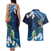 Guatemala Quetzal Bird Couples Matching Tank Maxi Dress and Hawaiian Shirt Libre Crezca Fecundo