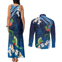 Guatemala Quetzal Bird Couples Matching Tank Maxi Dress and Long Sleeve Button Shirt Libre Crezca Fecundo