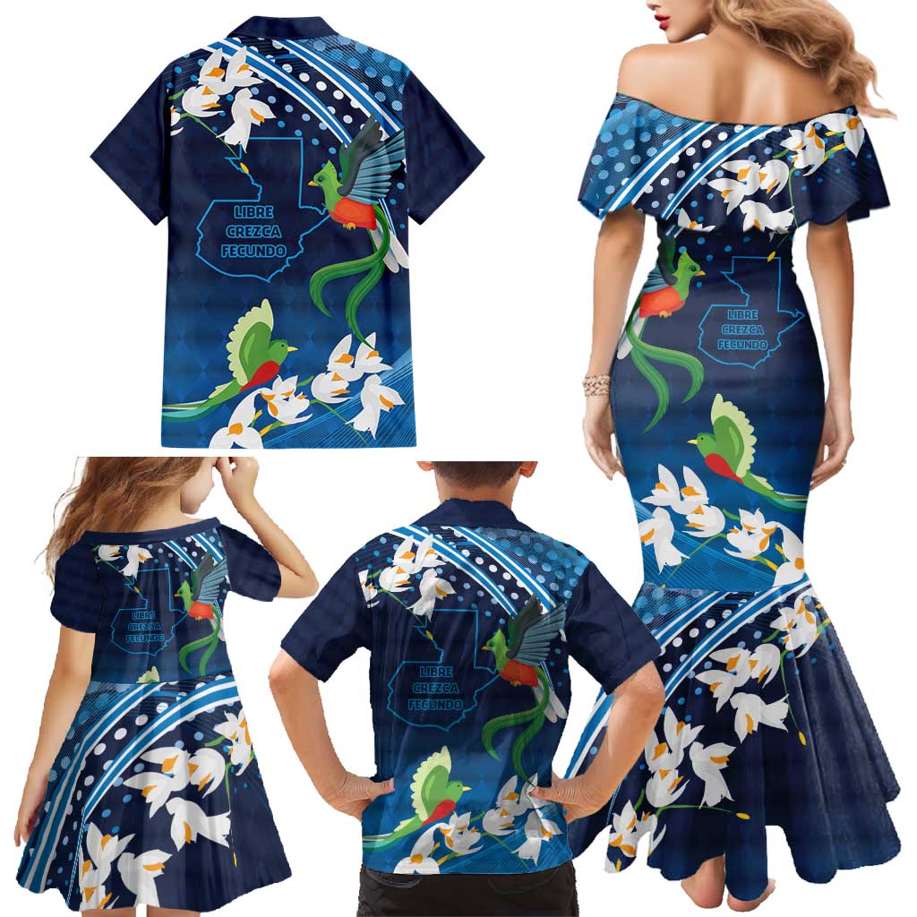 Guatemala Quetzal Bird Family Matching Mermaid Dress and Hawaiian Shirt Libre Crezca Fecundo