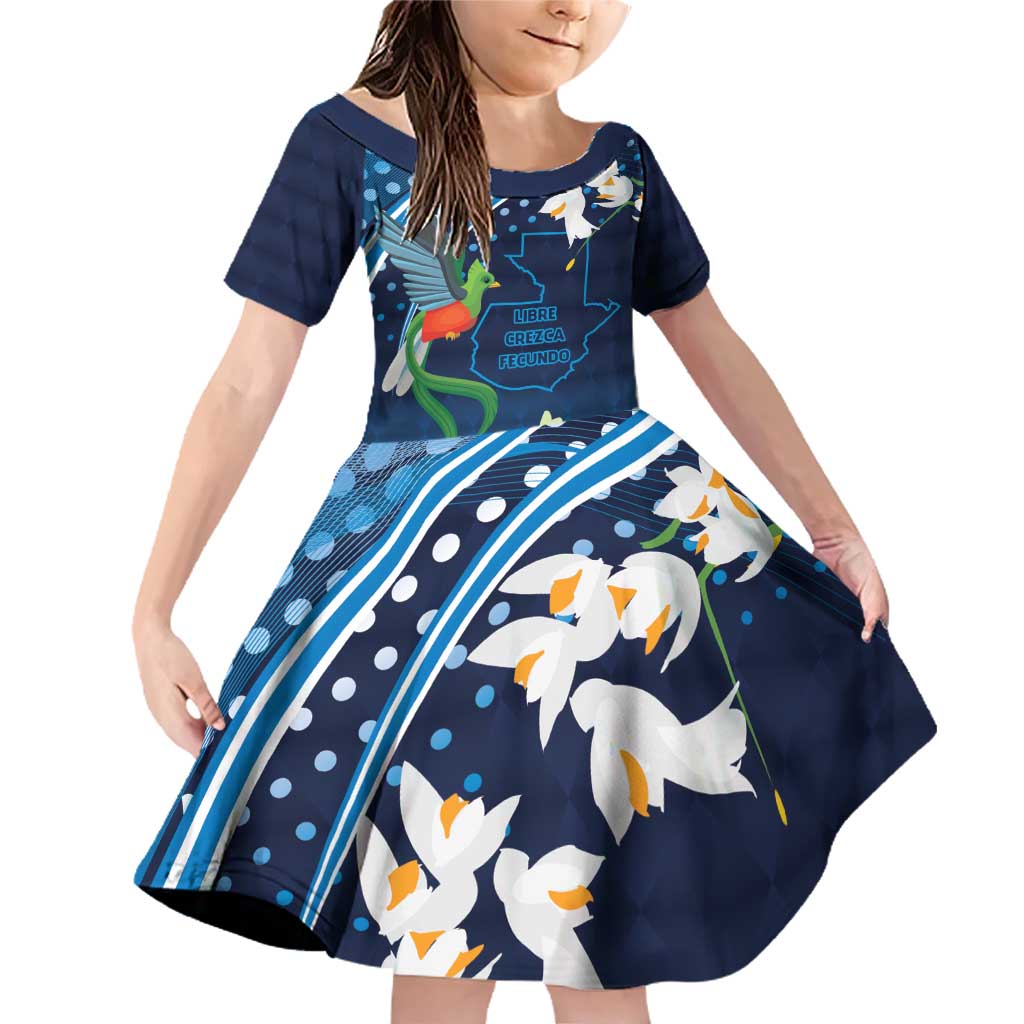 Guatemala Quetzal Bird Family Matching Off Shoulder Short Dress and Hawaiian Shirt Libre Crezca Fecundo