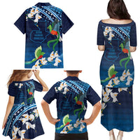Guatemala Quetzal Bird Family Matching Puletasi and Hawaiian Shirt Libre Crezca Fecundo