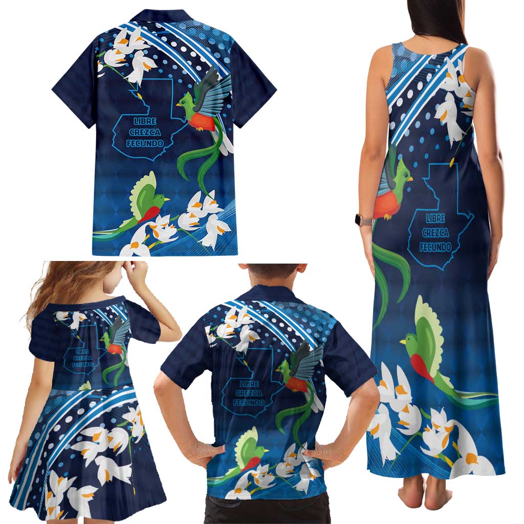 Guatemala Quetzal Bird Family Matching Tank Maxi Dress and Hawaiian Shirt Libre Crezca Fecundo
