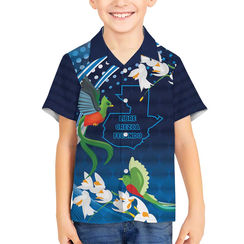 Guatemala Quetzal Bird Kid Hawaiian Shirt Libre Crezca Fecundo