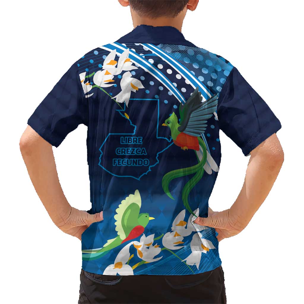 Guatemala Quetzal Bird Kid Hawaiian Shirt Libre Crezca Fecundo