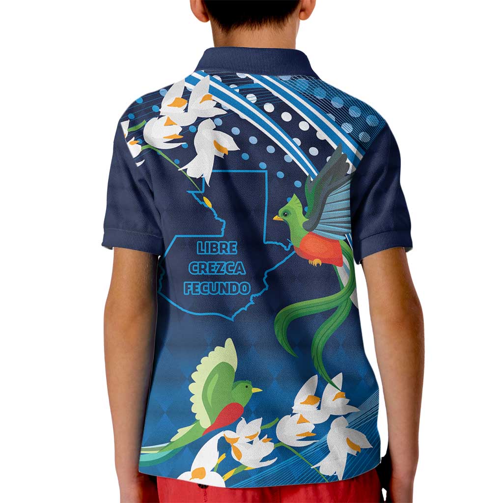 Guatemala Quetzal Bird Kid Polo Shirt Libre Crezca Fecundo