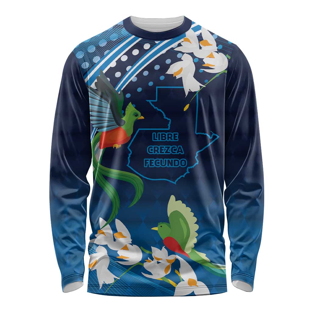 Guatemala Quetzal Bird Long Sleeve Shirt Libre Crezca Fecundo