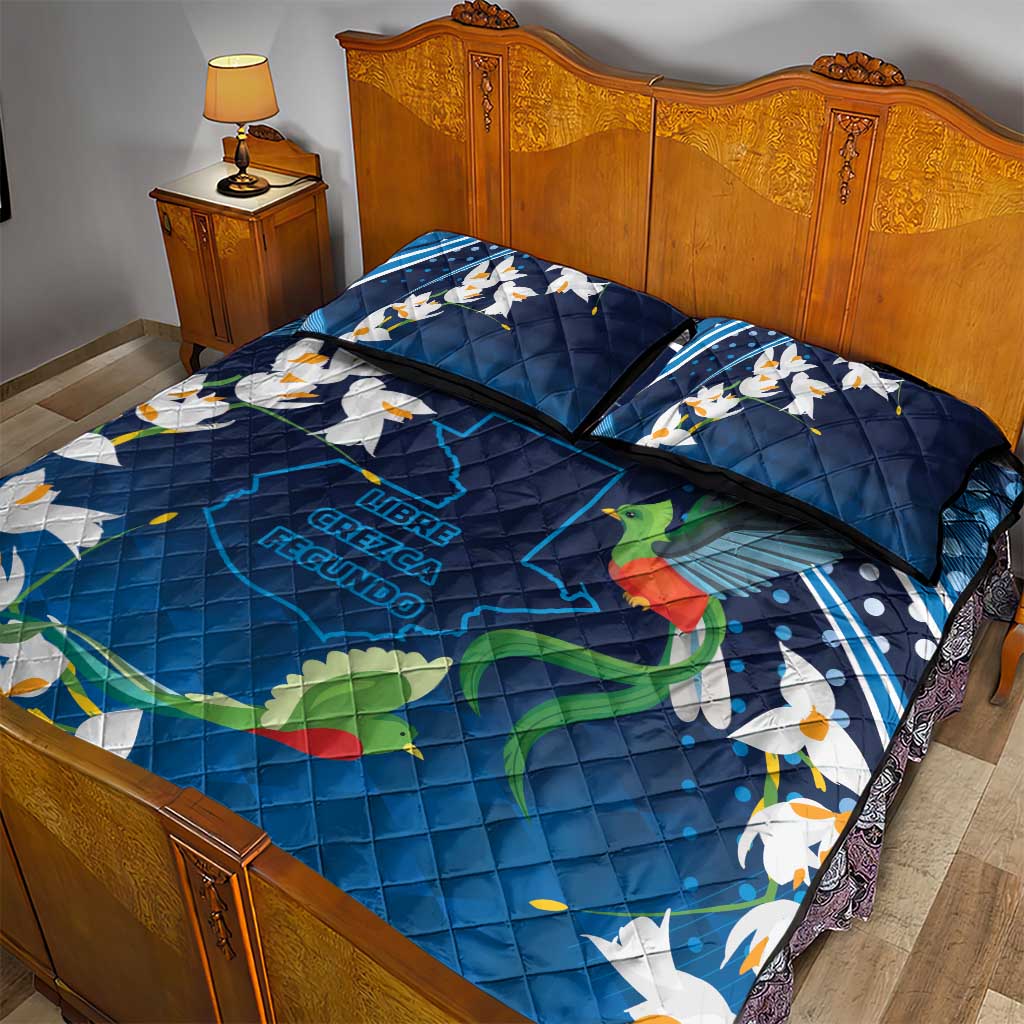 Guatemala Quetzal Bird Quilt Bed Set Libre Crezca Fecundo