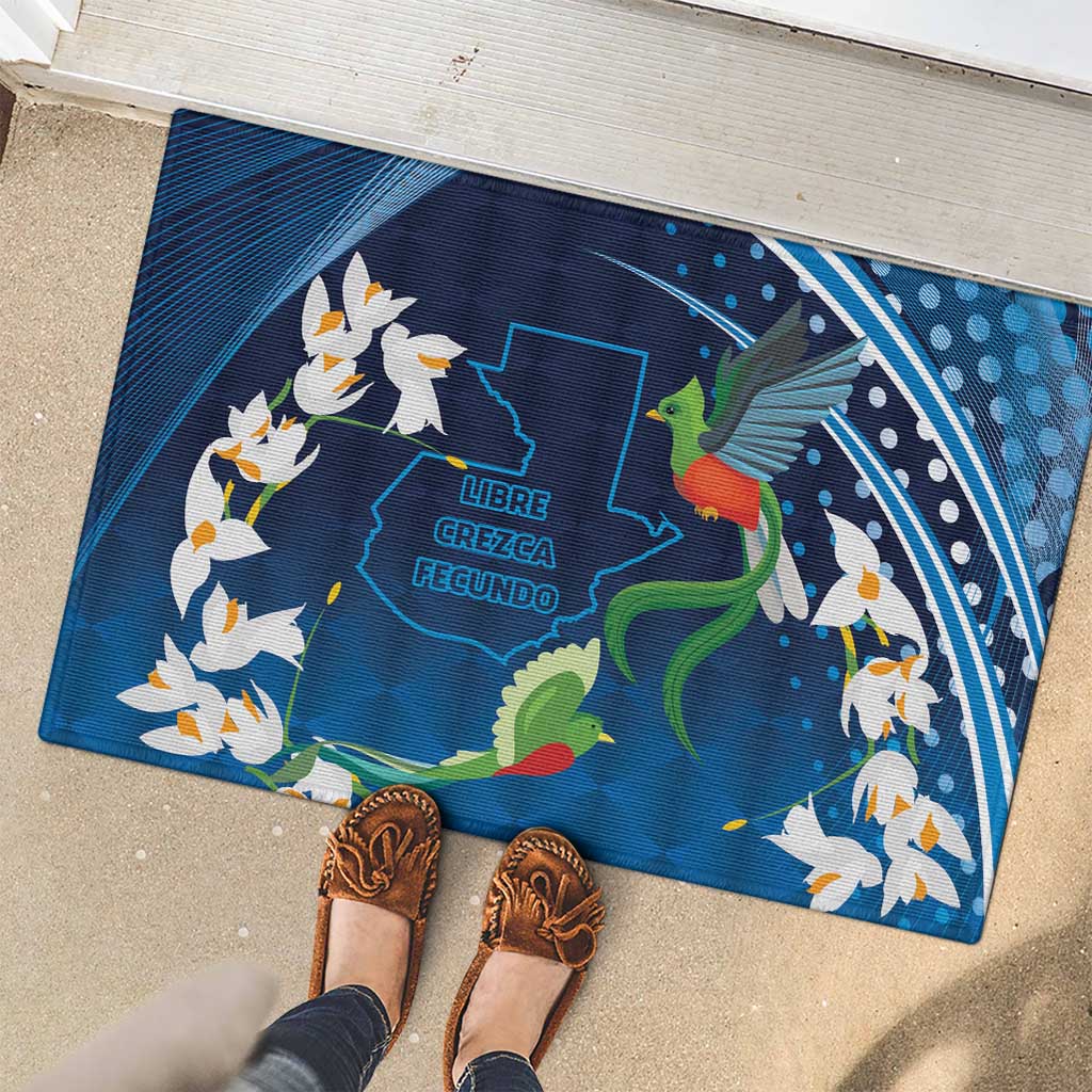 Guatemala Quetzal Bird Rubber Doormat Libre Crezca Fecundo