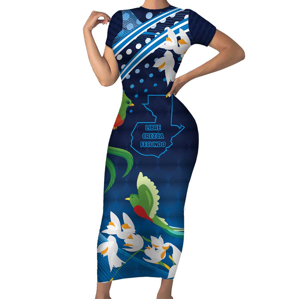 Guatemala Quetzal Bird Short Sleeve Bodycon Dress Libre Crezca Fecundo