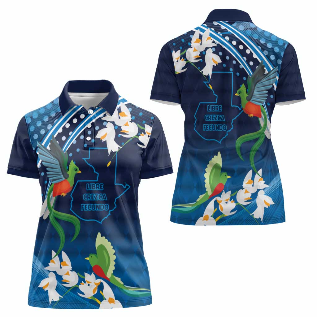 Guatemala Quetzal Bird Women Polo Shirt Libre Crezca Fecundo