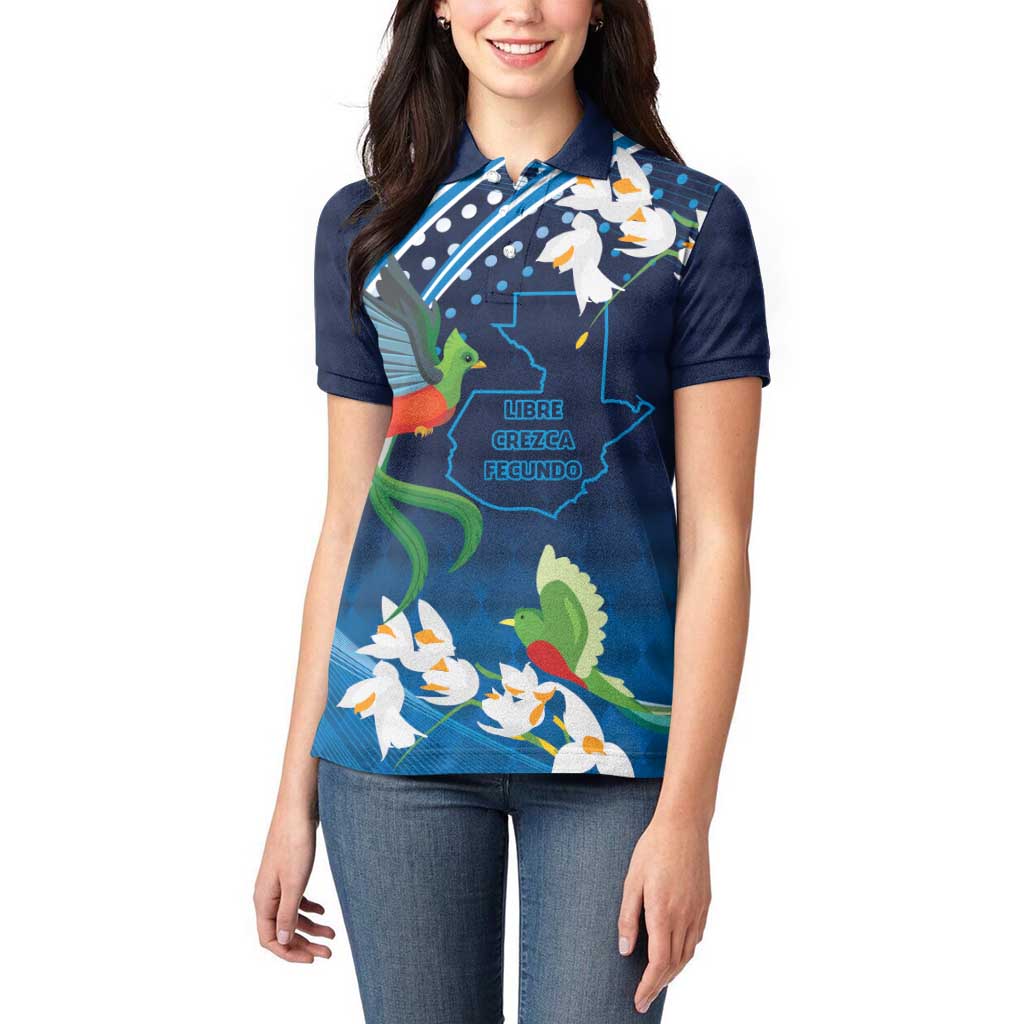 Guatemala Quetzal Bird Women Polo Shirt Libre Crezca Fecundo