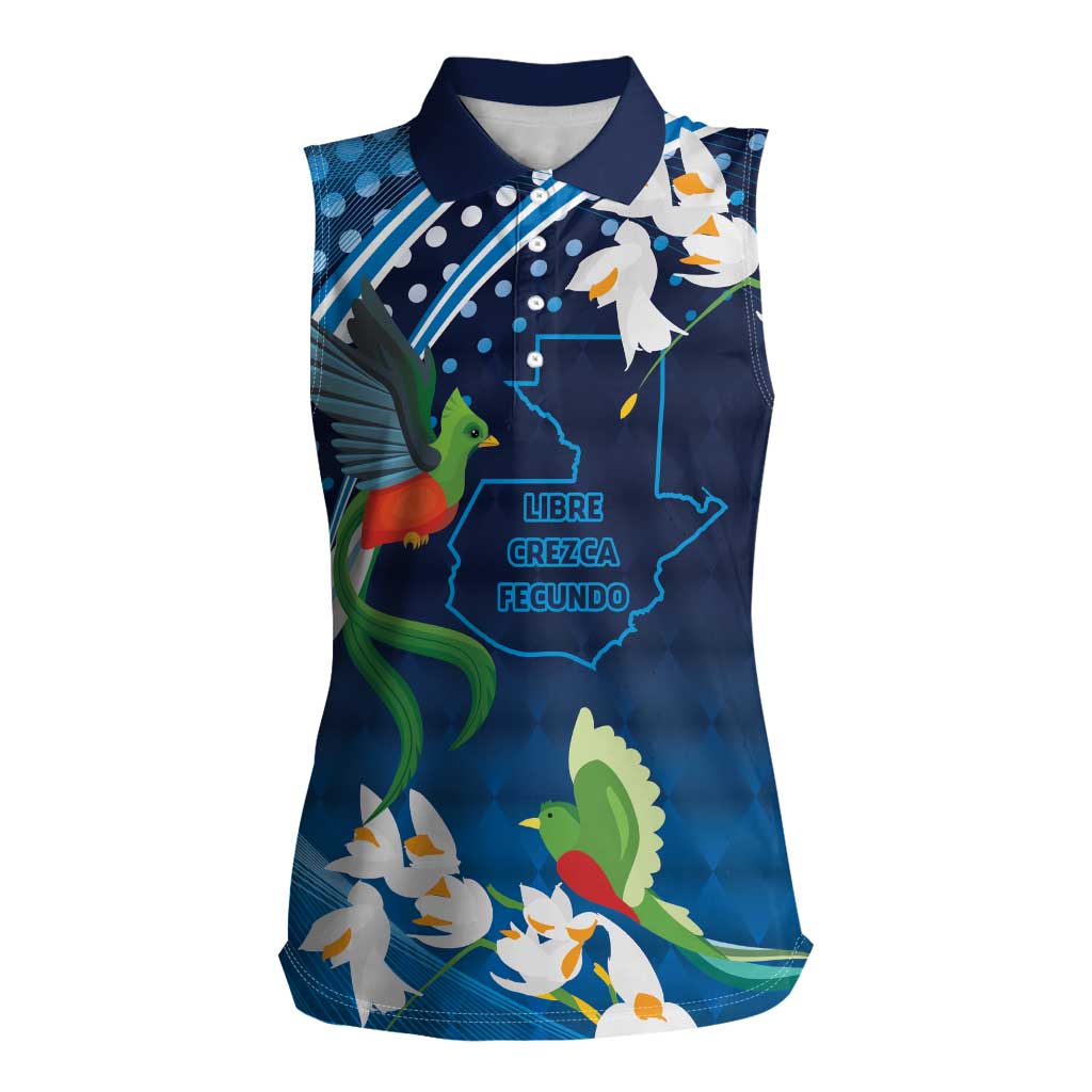 Guatemala Quetzal Bird Women Sleeveless Polo Shirt Libre Crezca Fecundo