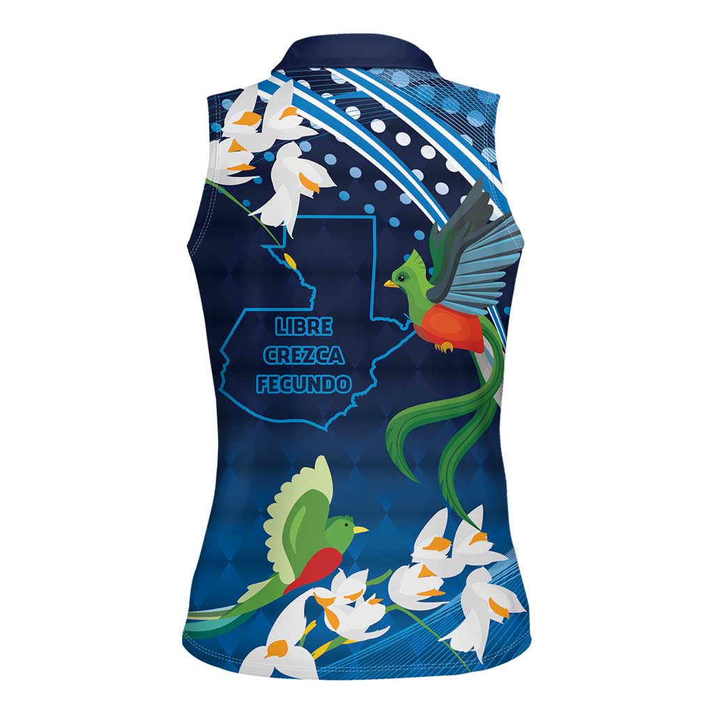 Guatemala Quetzal Bird Women Sleeveless Polo Shirt Libre Crezca Fecundo