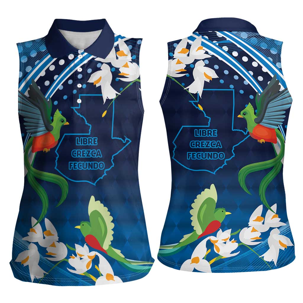 Guatemala Quetzal Bird Women Sleeveless Polo Shirt Libre Crezca Fecundo