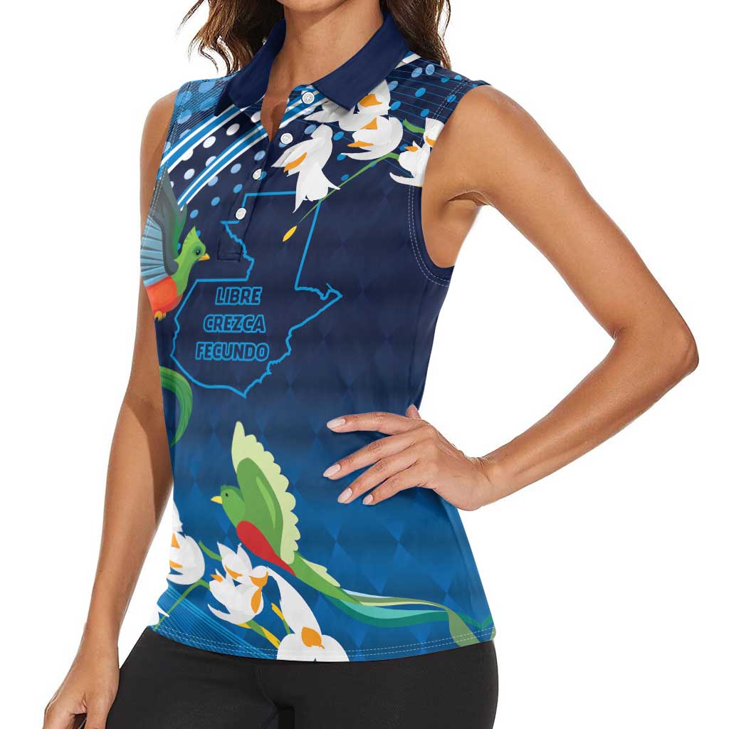 Guatemala Quetzal Bird Women Sleeveless Polo Shirt Libre Crezca Fecundo