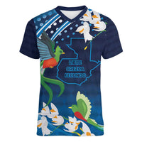 Guatemala Quetzal Bird Women V-Neck T-Shirt Libre Crezca Fecundo