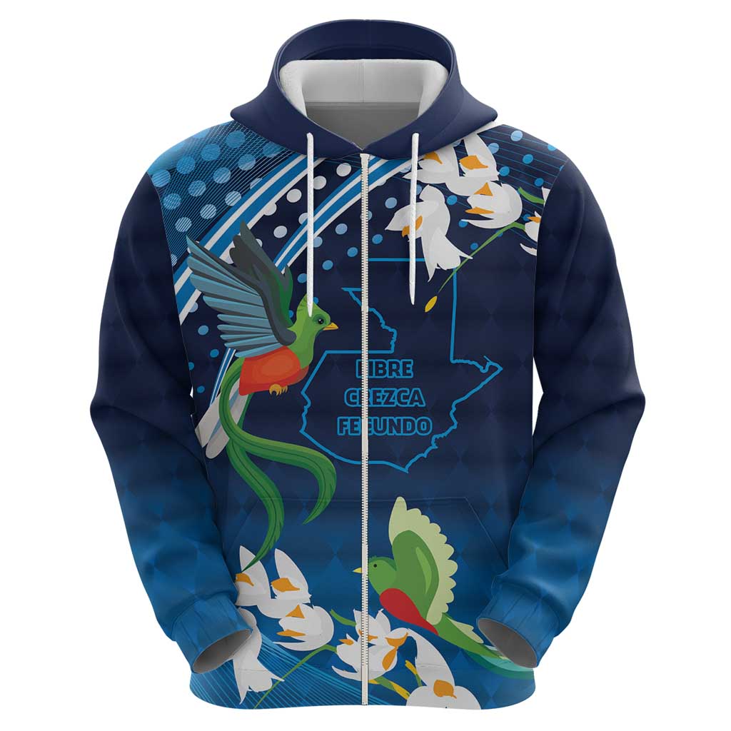 Guatemala Quetzal Bird Zip Hoodie Libre Crezca Fecundo