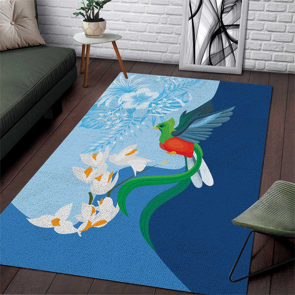 Guatemala Quetzal Bird Area Rug Monja Blanca Flowers