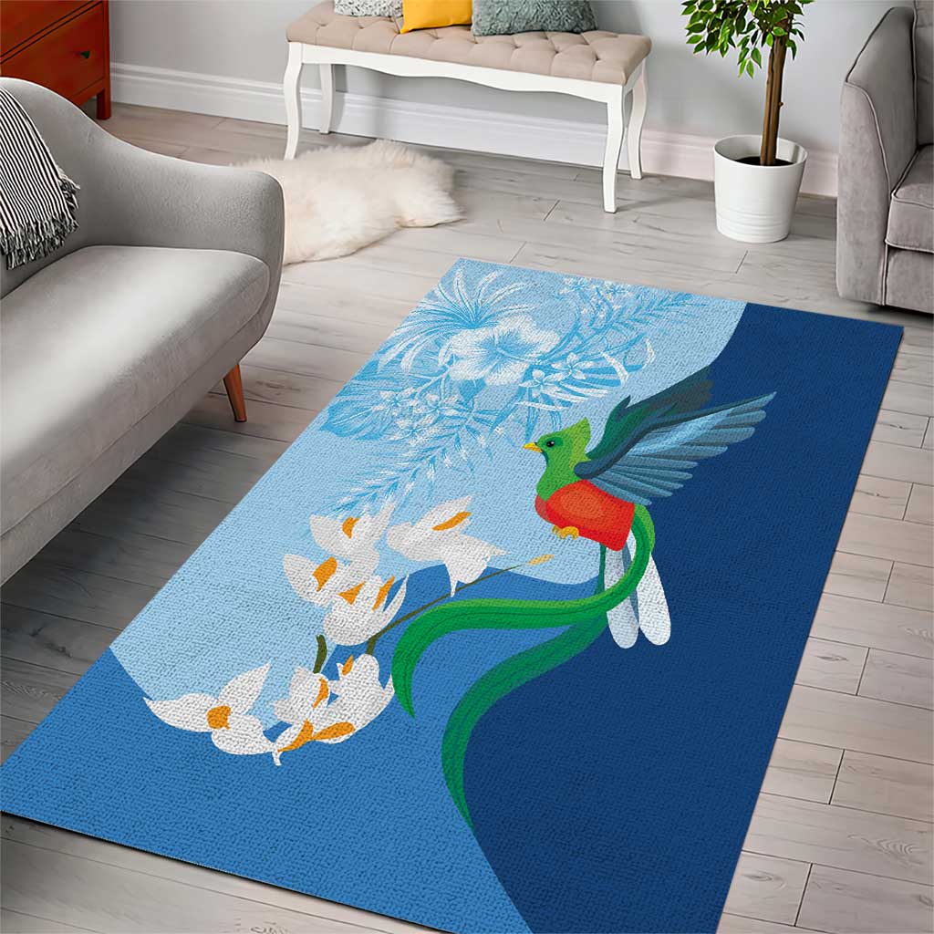 Guatemala Quetzal Bird Area Rug Monja Blanca Flowers