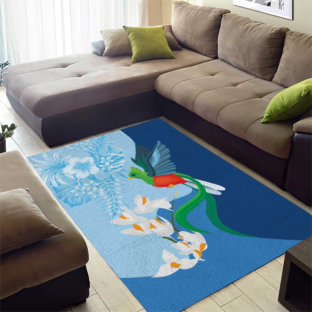 Guatemala Quetzal Bird Area Rug Monja Blanca Flowers