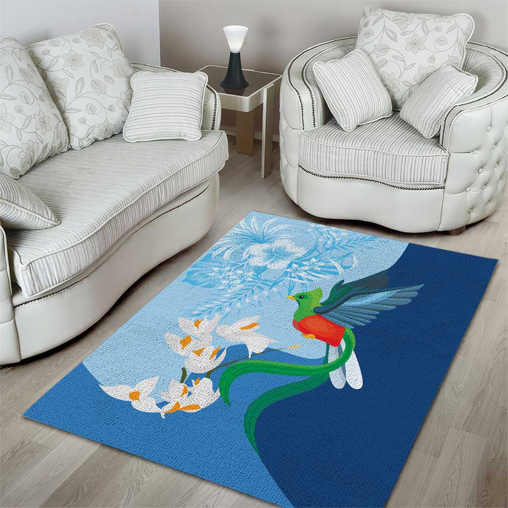 Guatemala Quetzal Bird Area Rug Monja Blanca Flowers
