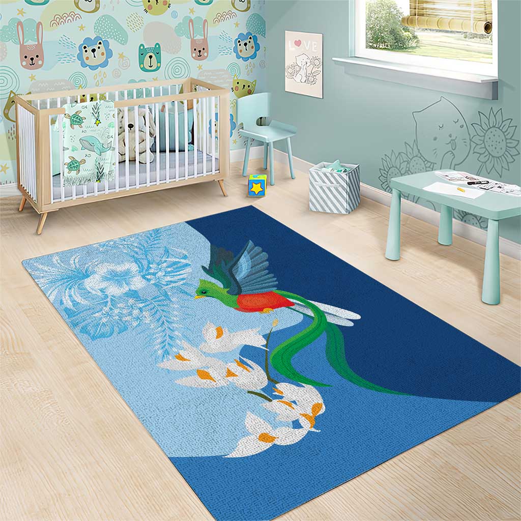 Guatemala Quetzal Bird Area Rug Monja Blanca Flowers