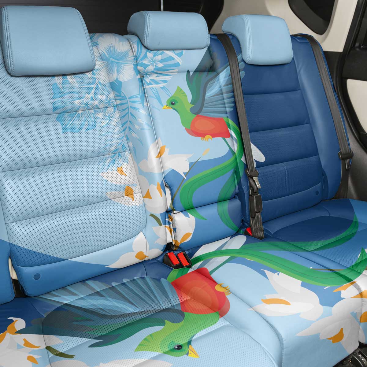 Guatemala Quetzal Bird Back Car Seat Cover Monja Blanca Flowers