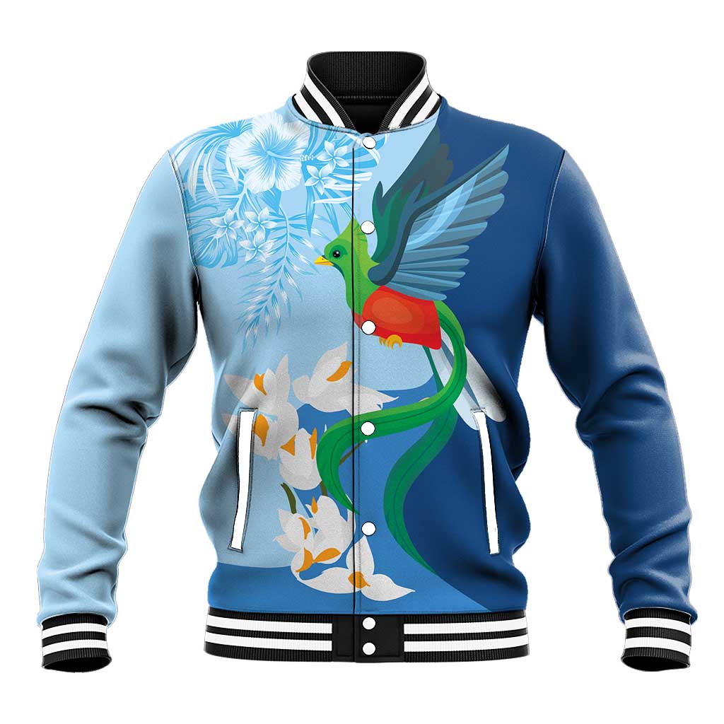 Guatemala Quetzal Bird Baseball Jacket Monja Blanca Flowers