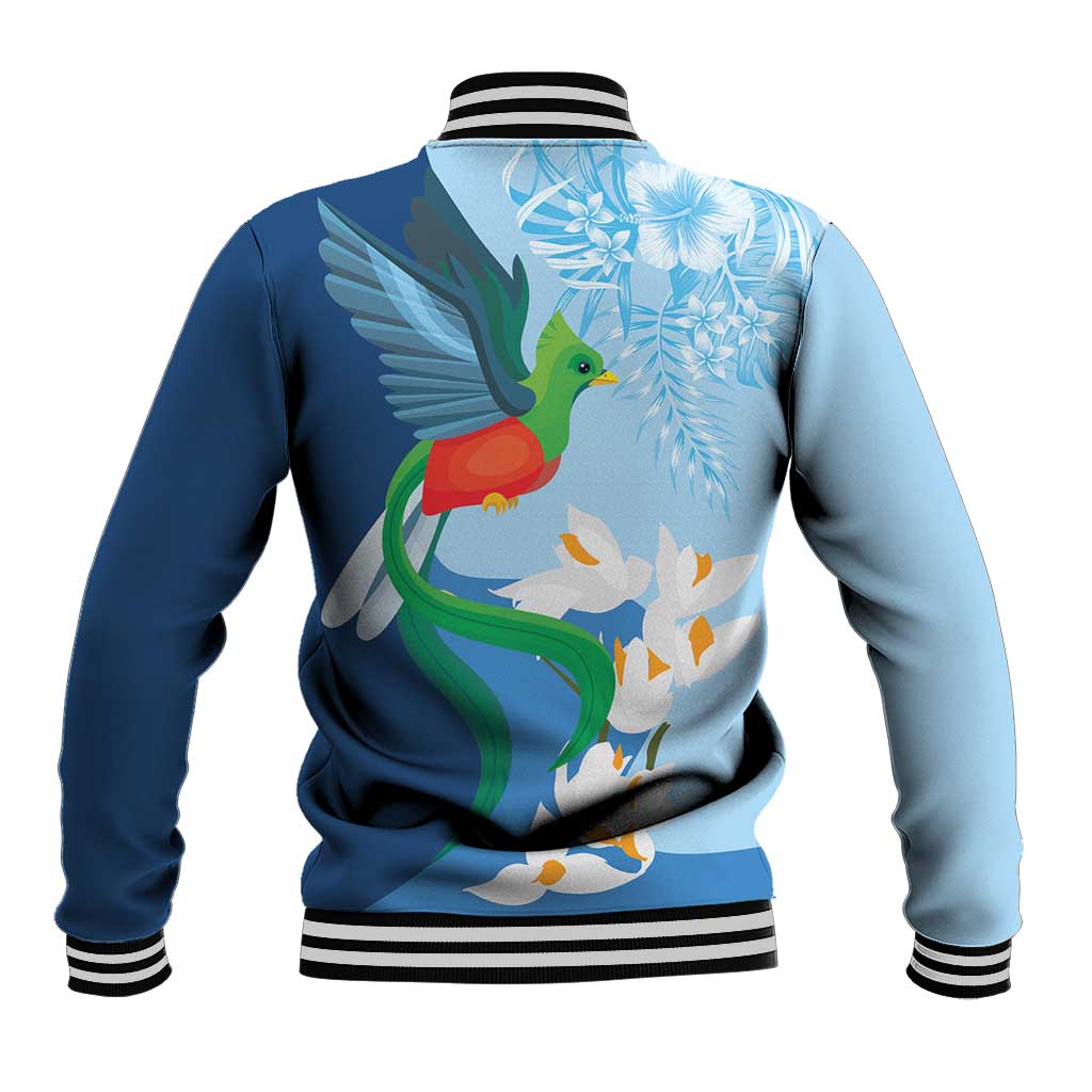 Guatemala Quetzal Bird Baseball Jacket Monja Blanca Flowers