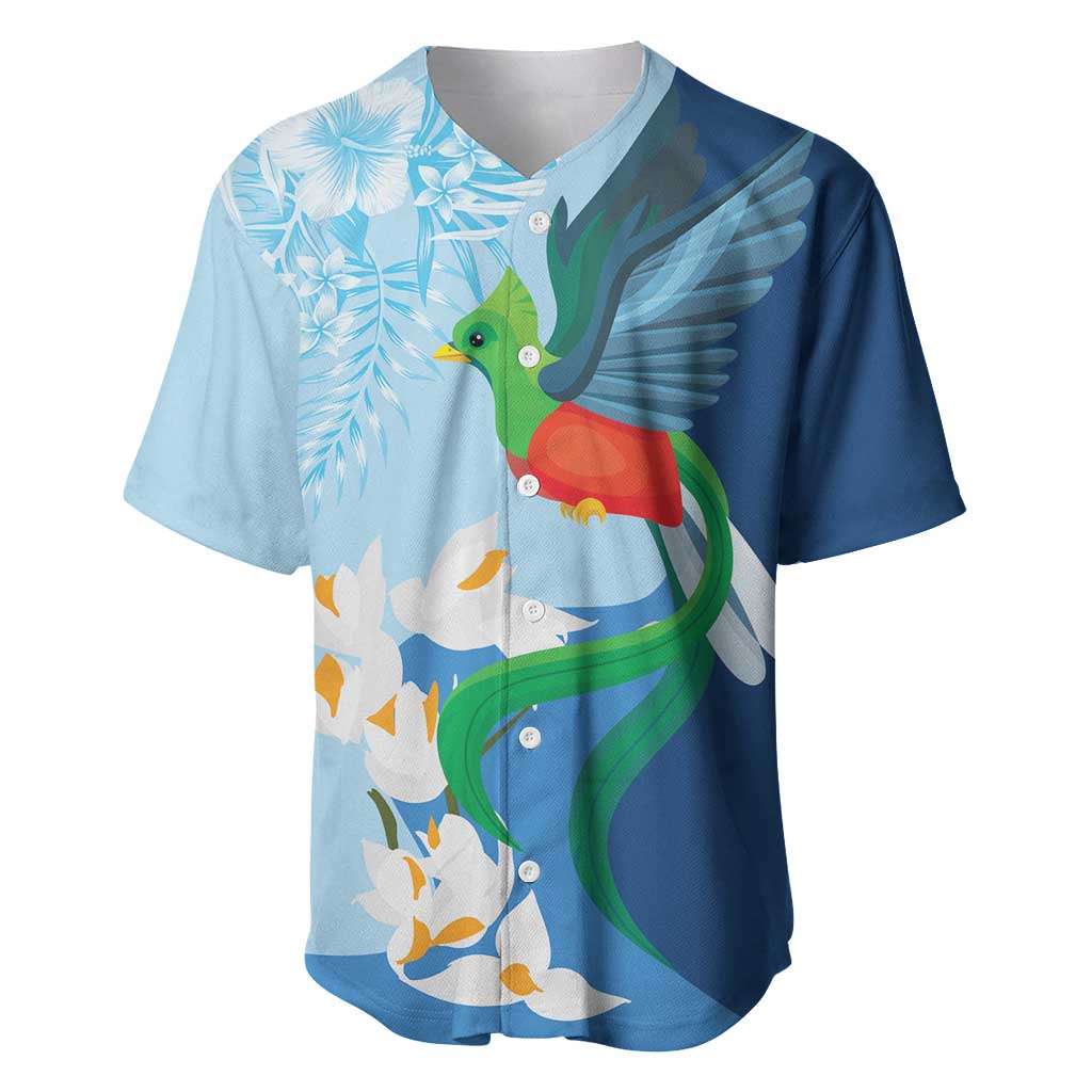 Guatemala Quetzal Bird Baseball Jersey Monja Blanca Flowers