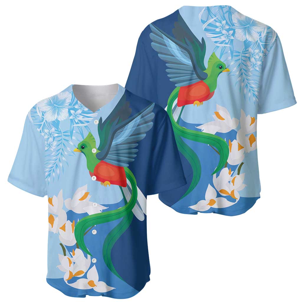 Guatemala Quetzal Bird Baseball Jersey Monja Blanca Flowers